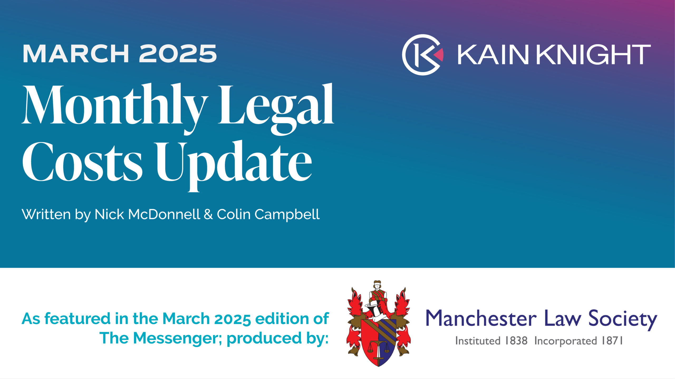 Monthly Legal Costs Update – March 2025