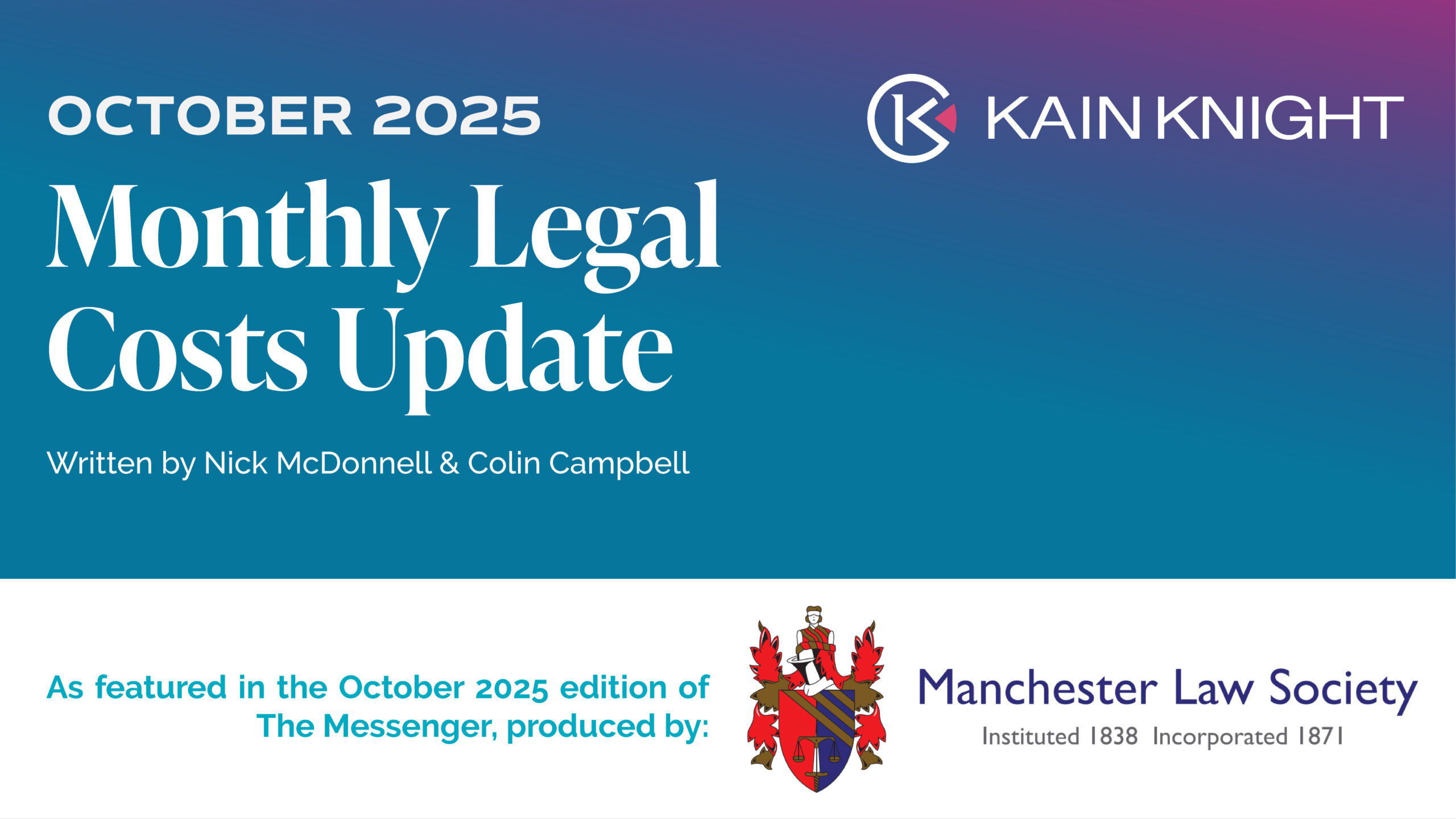 Monthly Legal Costs Update – October 2025