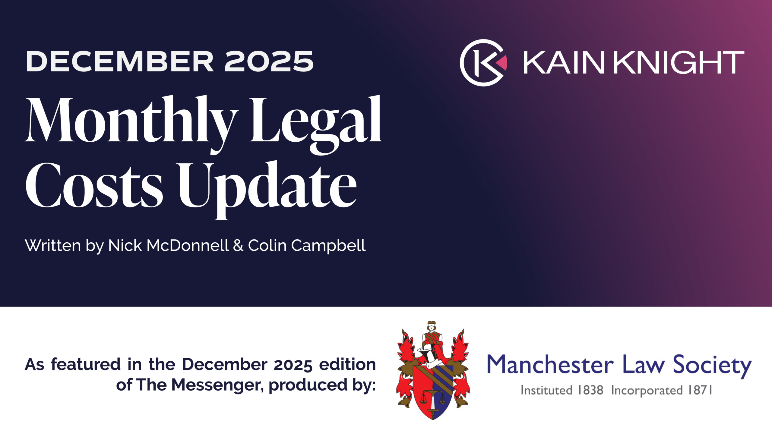 Monthly Legal Costs Update – December 2025