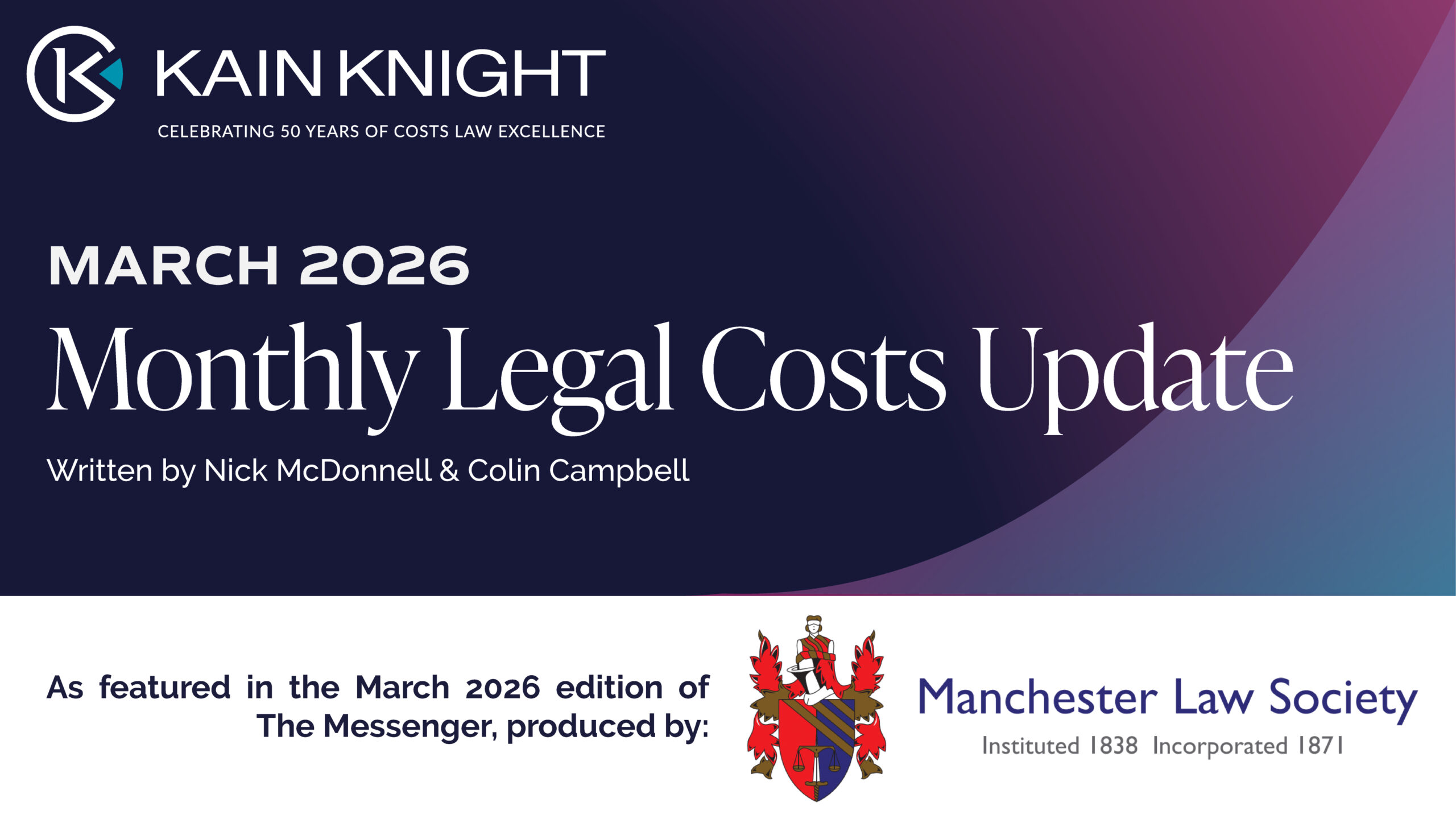 Monthly Legal Costs Update – March 2026
