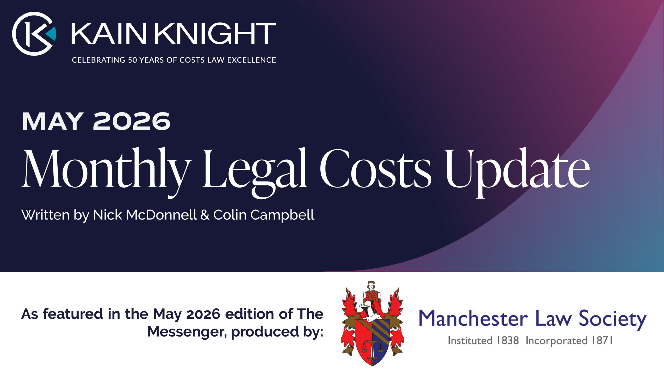 Monthly Legal Costs Update – May 2026